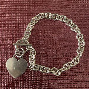 Sterling Silver Toggle Bracelet With Engravable Heart
